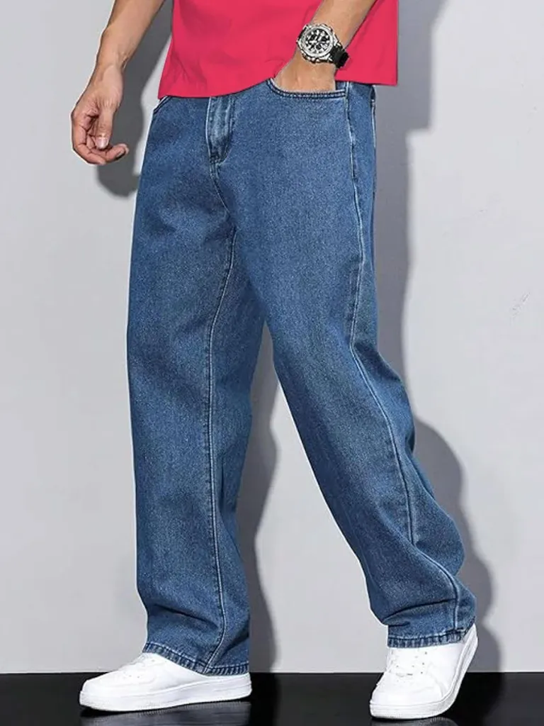 Men's Straight Fit Mid-Rise Clean Look Light Fade Jeans (28)