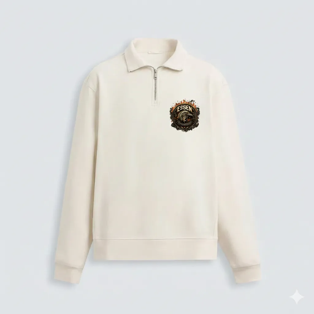 Men's Basic Quarter-Zip Sweatshirt (M, white)