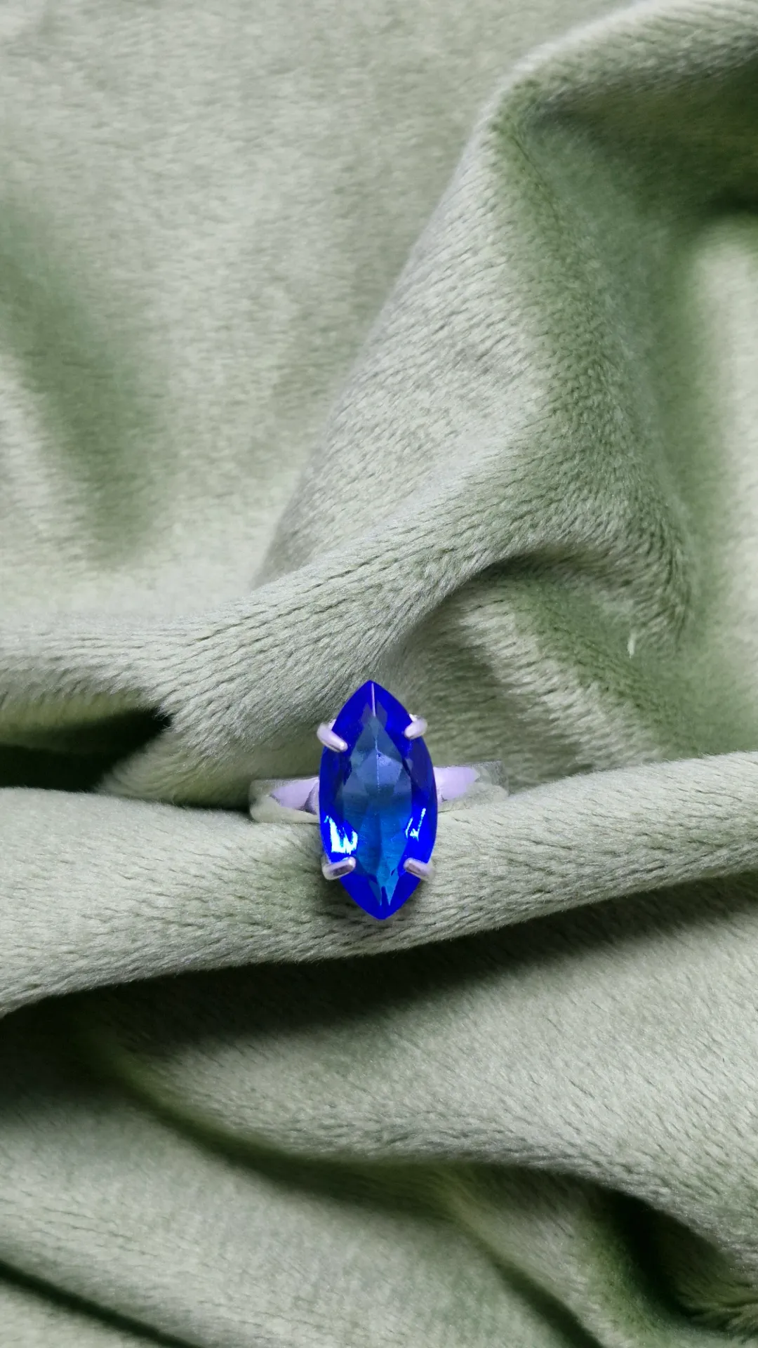 High Crown Faux Ceylon Blue Sapphire (Neelam) Fingerring