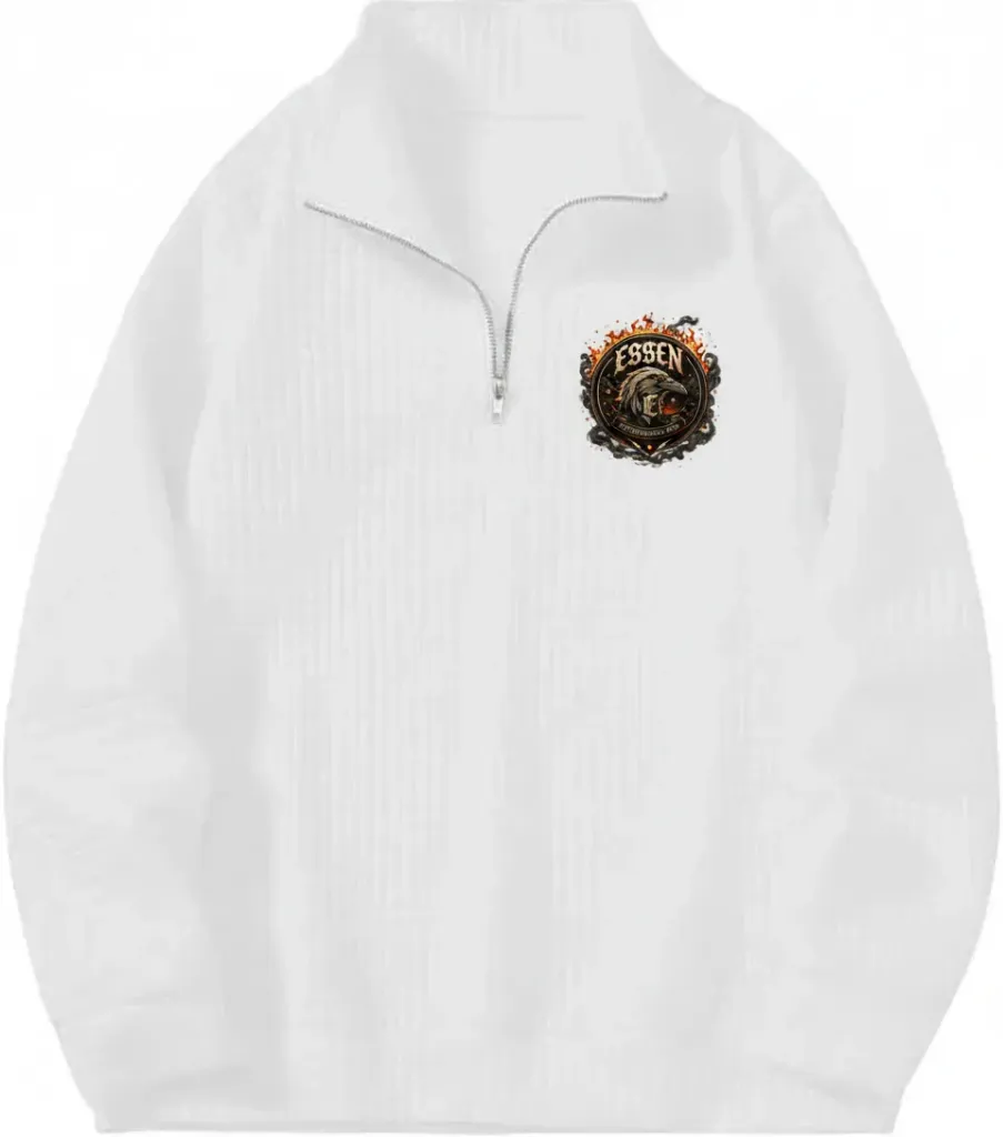 Men's Textured Half-Zip Short Sleeve Sweatshirt - Casual Summer Pullover Top (M, white)